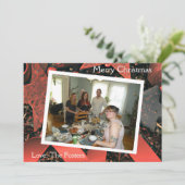 Rode linten en Wood Stars Country Christmas Foto Feestdagenkaart (Staand voorkant)