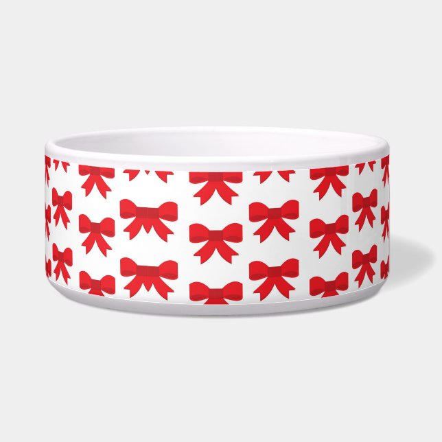 Rode linten hond voerbakje (Rechts)
