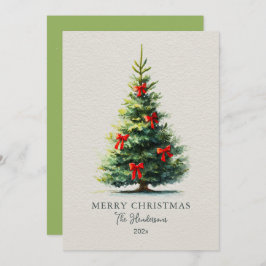 Rode linten Kerstboom Feestdagenkaart
