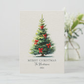 Rode linten Kerstboom Feestdagenkaart (Staand voorkant)