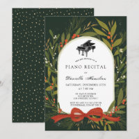 Rode lintkrans Piano Witte Recital Uitnodiging