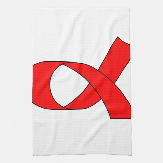 Rode linttekening theedoek (Verticaal)