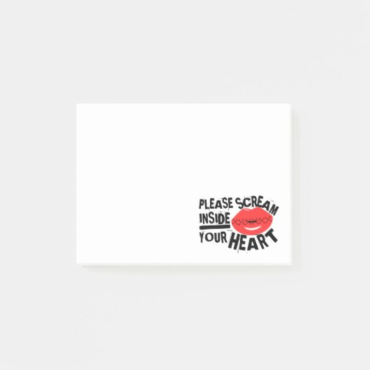 Rode lippen, alsjeblieft, schreeuwen in je hartsti post-it® notes (Voorkant)