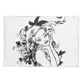 Rode Lippen Bloemen Meisje Kussensloop (Achterkant)