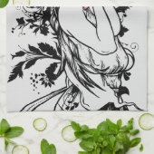 Rode Lippen Bloemen Meisje Theedoek (Gevouwen)