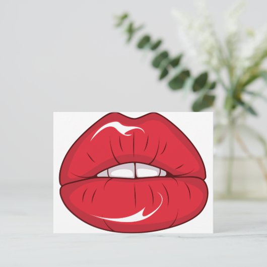 Rode lippen briefkaart (Staand voorkant)