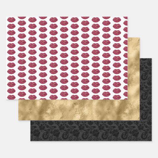 Rode Lippen Bruidsbruiloft Inpakpapier Vel (Set)