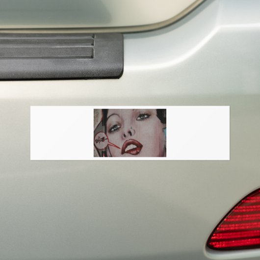 Rode lippen bumpersticker (Op auto)