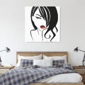 rode lippen canvas afdruk (Insitu (Slaapkamer))