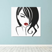 rode lippen canvas afdruk (Insitu (Houten vloer))