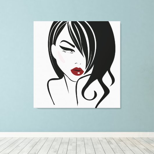  rode lippen canvas afdruk (Insitu (Houten vloer))