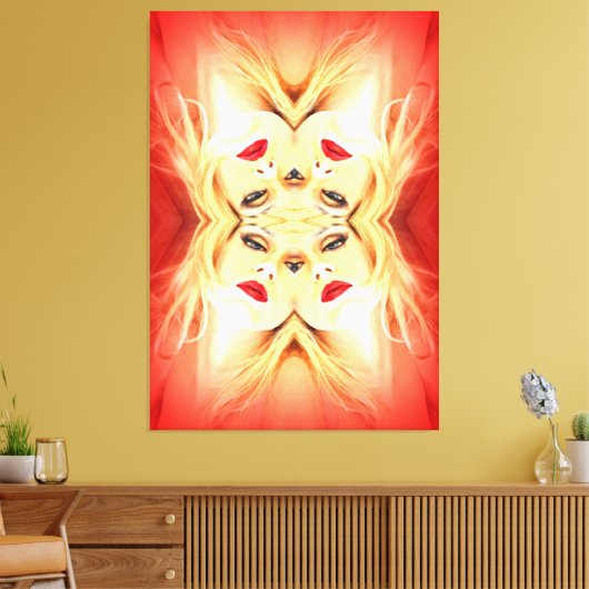 Rode lippen canvas afdruk (Insitu (Woonkamer))