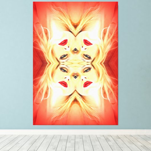 Rode lippen canvas afdruk (Insitu (Houten vloer))