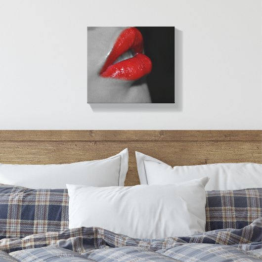 Rode Lippen Canvas Print (Insitu (Slaapkamer))