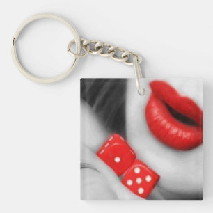 Rode Lippen Casino Glam Acryl Sleutelhanger