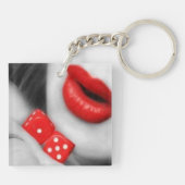 Rode Lippen Casino Glam Acryl Sleutelhanger (Achterkant)