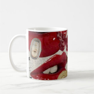 Rode Lippen Collage | Koffiekop Met Krachtige Popa Koffiemok