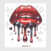 Rode Lippen Dripping Glitter Glam Faux Sparkle Sticker (Vel)