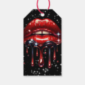 Rode Lippen Dripping Glitter Glam Sparkle Verjaard Cadeaulabel (Voorkant)