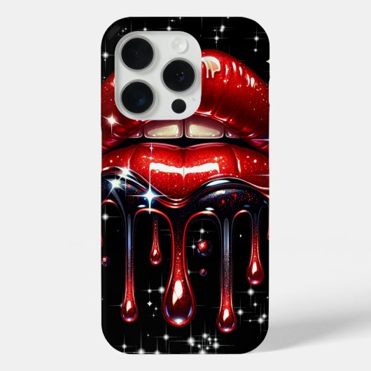 Rode lippen druipend van de glitter glamour schitt Case-Mate iPhone case (Achterkant)