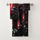 Rode lippen druipend van glitter glamour glans bad handdoek (Insitu)