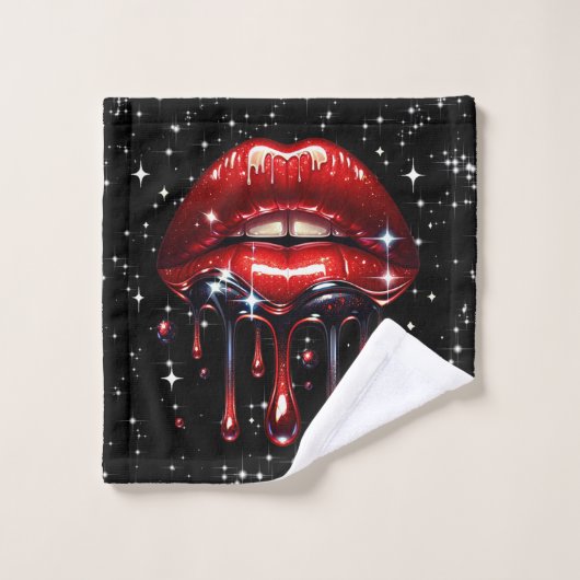 Rode lippen druipend van glitter glamour glans bad handdoek (Wasdoekje)