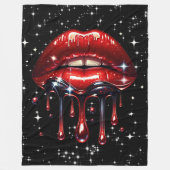 Rode lippen druipend van glitter glamour glans fleece deken (Voorkant)