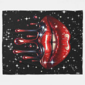 Rode lippen druipend van glitter glamour glans fleece deken (Voorkant (Horizontaal))