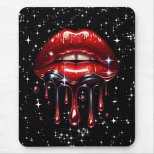Rode lippen druipend van glitter glamour glans muismat