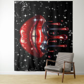Rode lippen druipend van glitters glamour glans wandkleed (In situ)