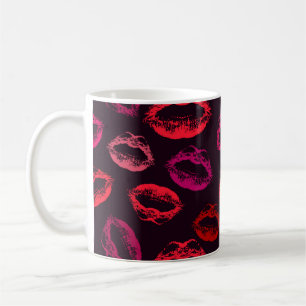 Rode lippen drukken naadloos patroon af koffiemok
