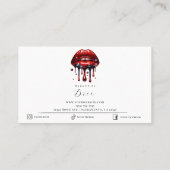 Rode lippen druppelen glitter glam make-up artiest visitekaartje (Achterkant)