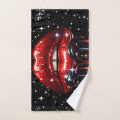 Rode lippen druppelen glitter glam sparkle bad handdoek (Handdoek)