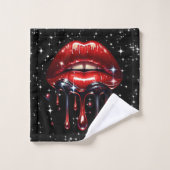 Rode lippen druppelen glitter glam sparkle bad handdoek (Wasdoekje)
