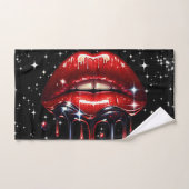 Rode lippen druppelen glitter glam sparkle bad handdoek (Handdoek)