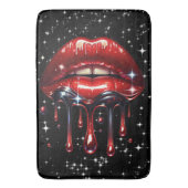 Rode lippen druppelen glitter glam sparkle badmat (Voorkant Verticaal)