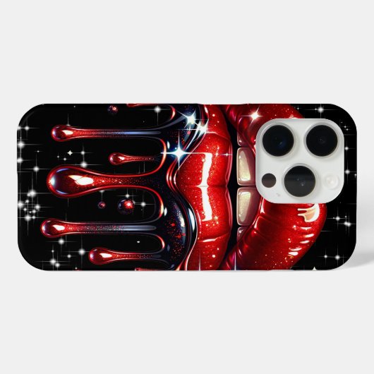 Rode lippen druppelen glitter glam sparkle Case-Mate iPhone case (Achterkant (horizontaal))