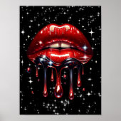 Rode lippen druppelen glitter glam sparkle poster (Voorkant)