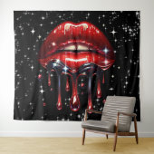 Rode lippen druppelen glitter glam sparkle wandkleed (In Situ (horizontaal))