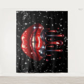 Rode lippen druppelen glitter glam sparkle wandkleed (Voorkant)
