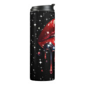 Rode Lippen Druppelend van Glitters Glam Glans Thermosbeker (Gedraaid links)