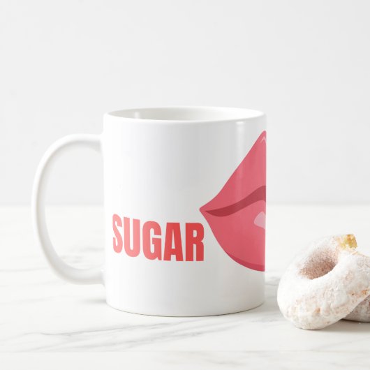 Rode lippen en houding - vet en mooi ontwerp koffiemok (Met donut)