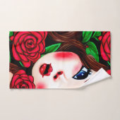 Rode Lippen en Rode Rozen Patroon Bad Handdoek (Handdoek)