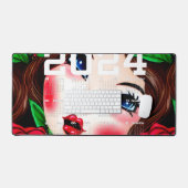 Rode Lippen en Rode Rozen Patroon Bureaumat (Keyboard & Muis)