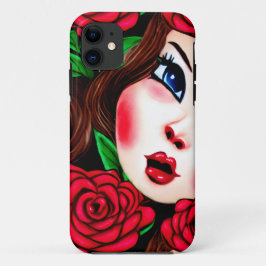 Rode Lippen en Rode Rozen Patroon Case-Mate iPhone Case