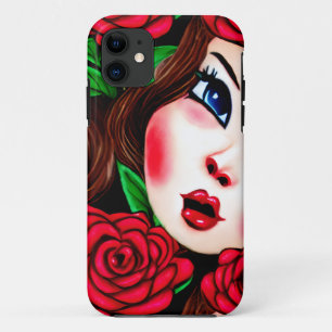 Rode Lippen en Rode Rozen Patroon Case-Mate iPhone Case