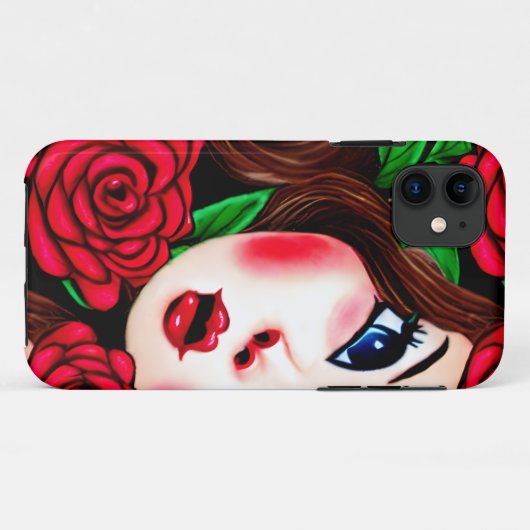 Rode Lippen en Rode Rozen Patroon Case-Mate iPhone Case (Achterkant (horizontaal))