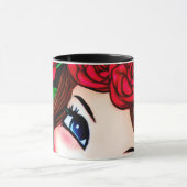 Rode Lippen en Rode Rozen Patroon Mok (Midden)