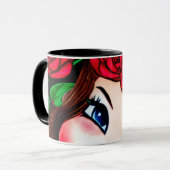 Rode Lippen en Rode Rozen Patroon Mok (Voorkant links)