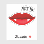 Rode lippen en vampierhoeken bite me Sticker (Vel)